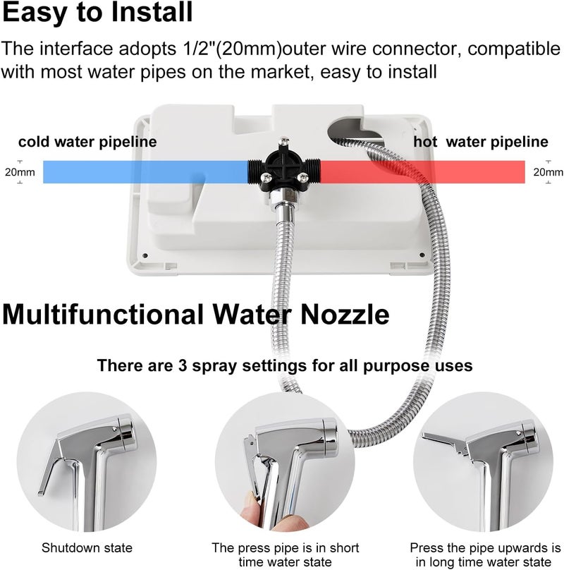 Spoliaccio Portable, Durable, Waterproof RV Exterior Shower Box Kit - All-Metal, Adjustable, Quick Connect, Leak-Proof, Weather-Resistant RV Outdoor Shower - High-Pressure RV Shower Faucet (black) - Image 3
